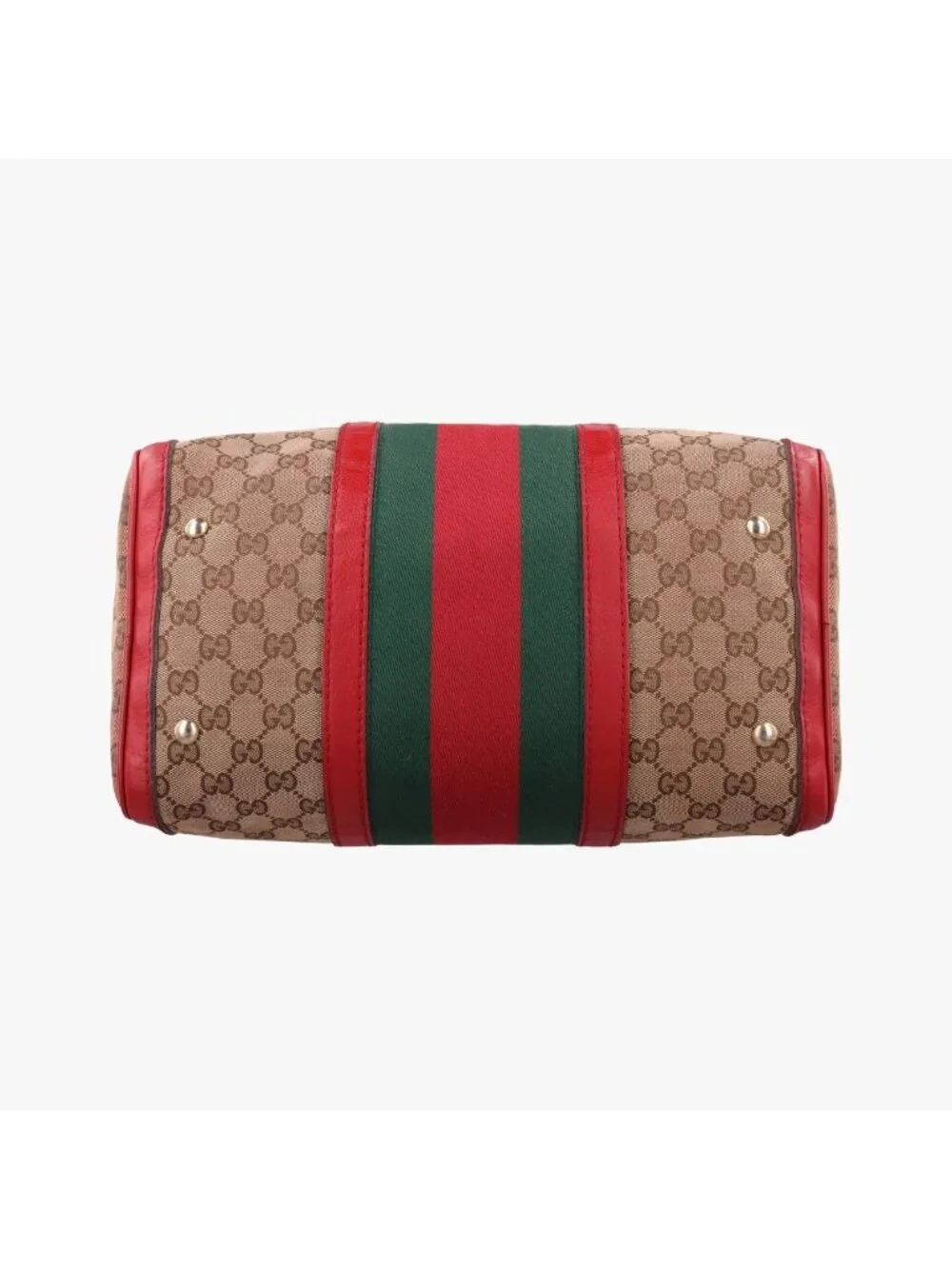 Gucci Sherry Line Beige Red Green Canvas Leather Shoulder Bag